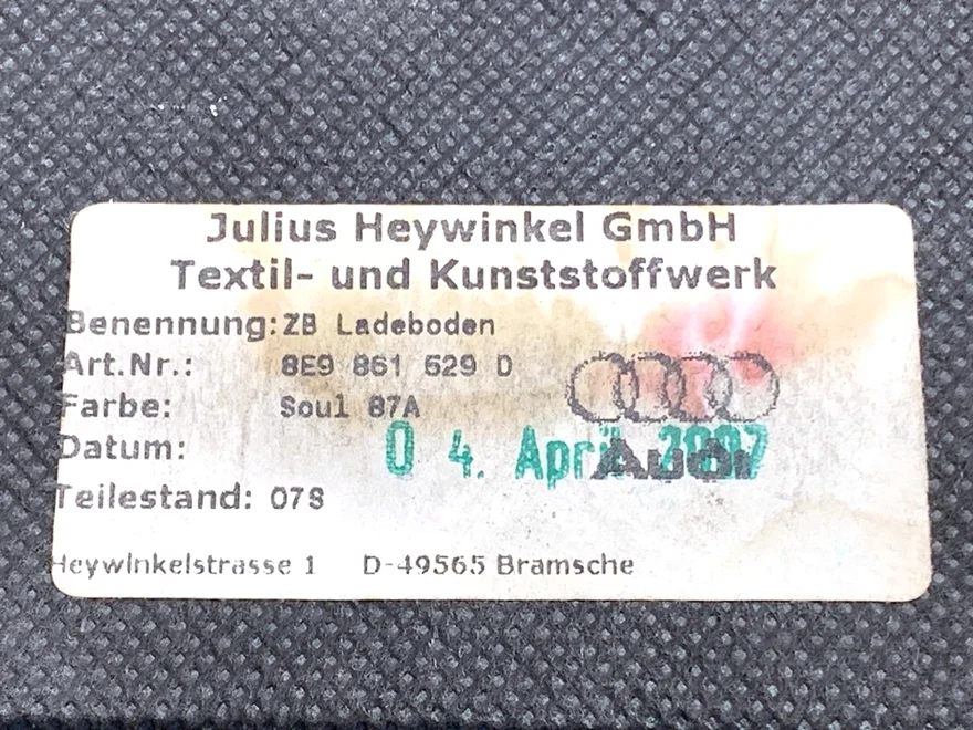Koberec podlaha kufra Audi A4 B7 Avant (8ED) 2004 - 2008 8E9861529D – fotka 5